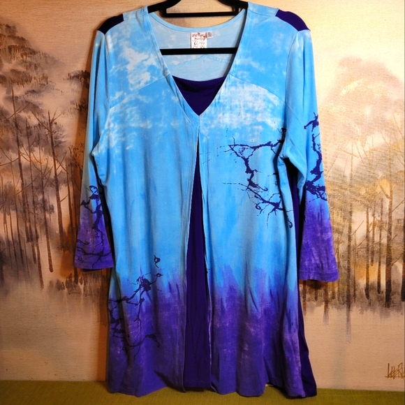 Parsley & Sage Tops Parsley Sage Daily Twofor Tunic Soft Boho Ombre Clouds Blouse 34 Top